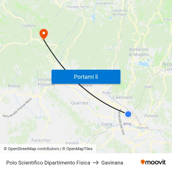 Polo Scientifico Dipartimento Fisica to Gavinana map