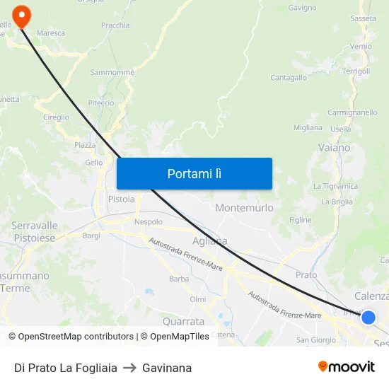 Di Prato La Fogliaia to Gavinana map
