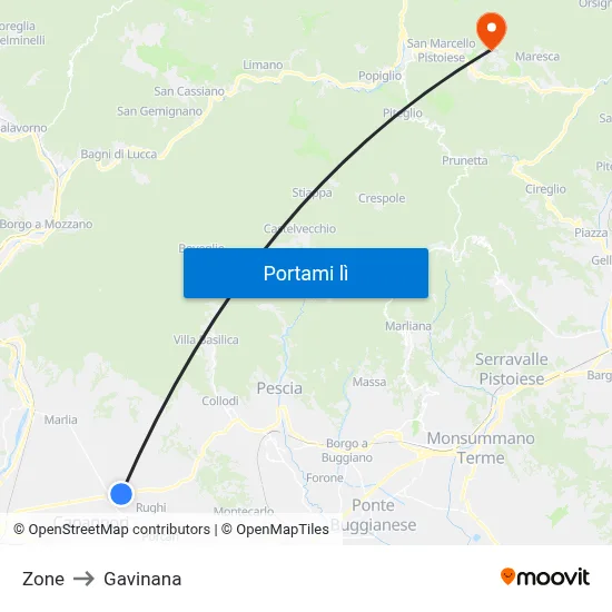 Zone to Gavinana map