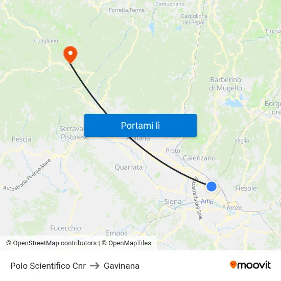 Polo Scientifico Cnr to Gavinana map