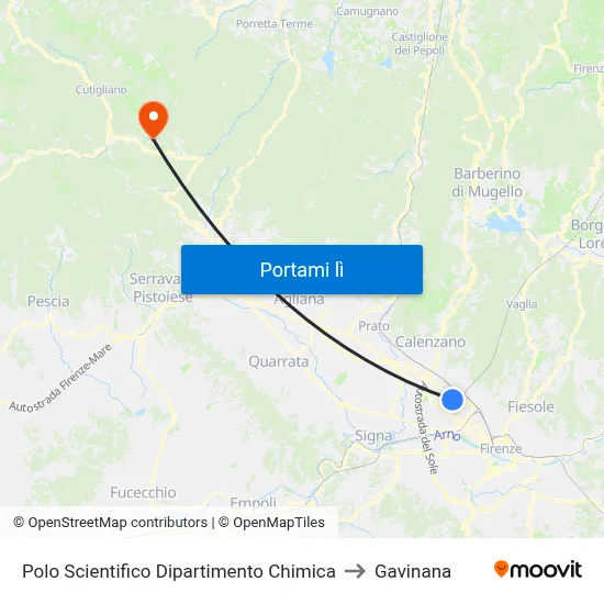 Polo Scientifico Dipartimento Chimica to Gavinana map