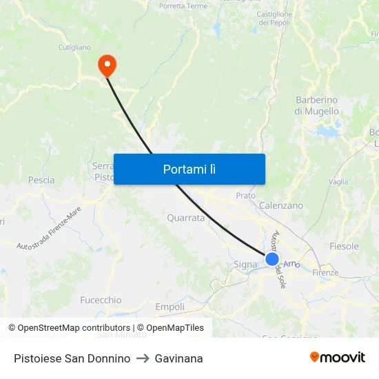 Pistoiese San Donnino to Gavinana map