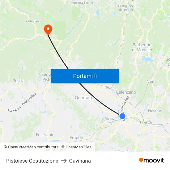 Pistoiese Costituzione to Gavinana map