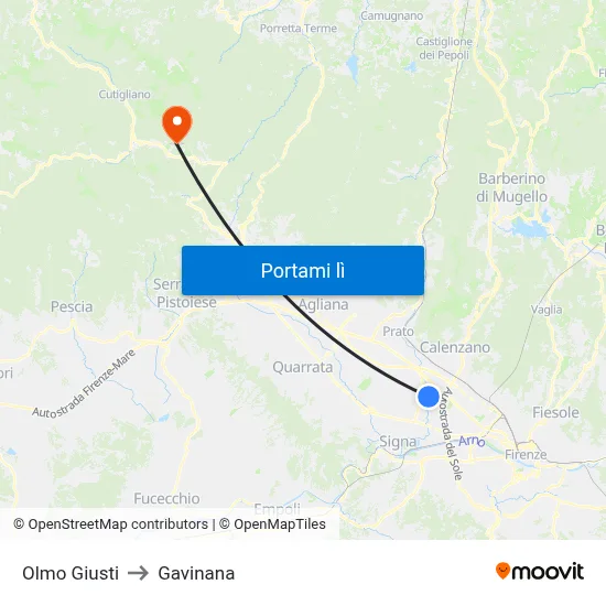 Olmo Giusti to Gavinana map