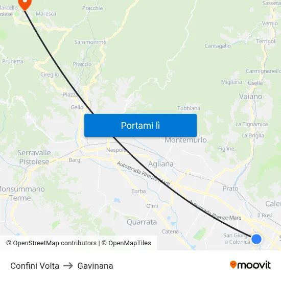 Confini Volta to Gavinana map