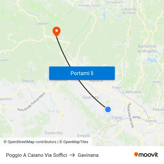 Poggio A Caiano Via Soffici to Gavinana map