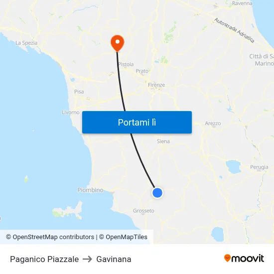 Paganico Piazzale to Gavinana map