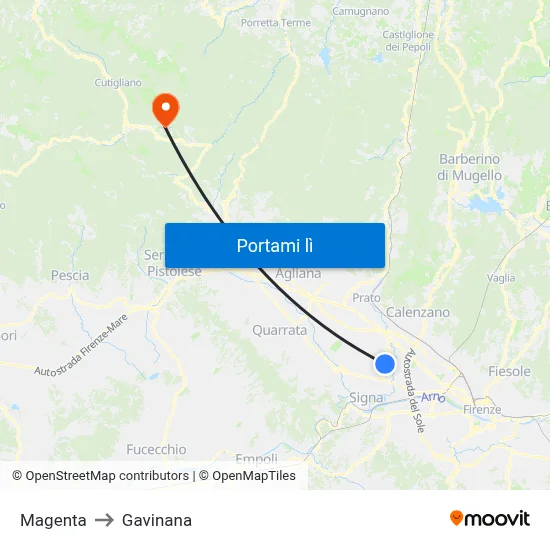 Magenta to Gavinana map