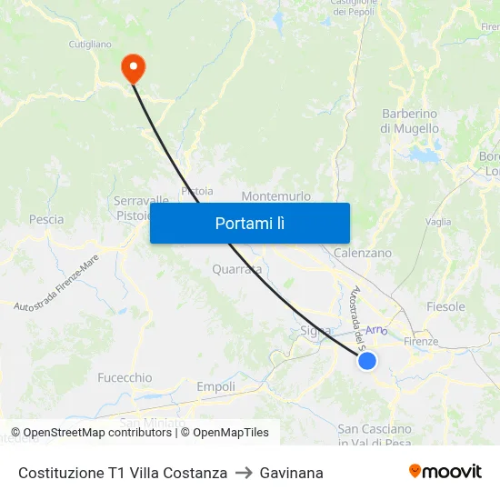 Costituzione T1 Villa Costanza to Gavinana map