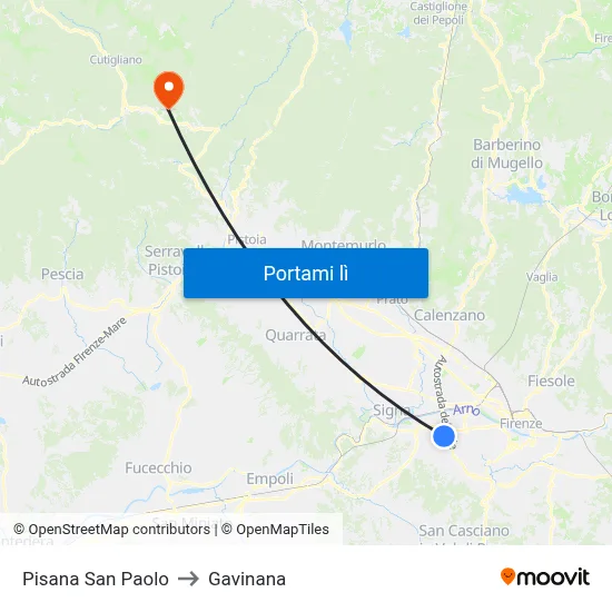 Pisana San Paolo to Gavinana map