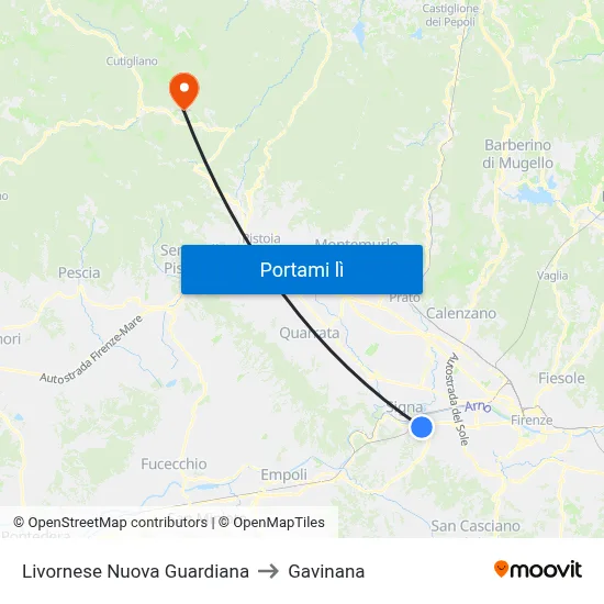 Livornese Nuova Guardiana to Gavinana map