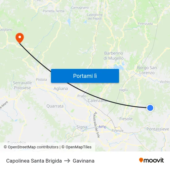 Capolinea Santa Brigida to Gavinana map