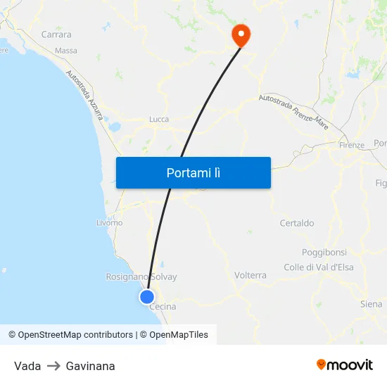 Vada to Gavinana map