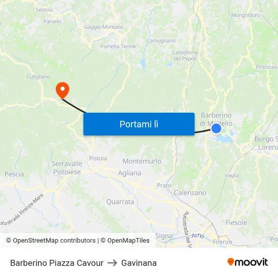 Barberino Piazza Cavour to Gavinana map