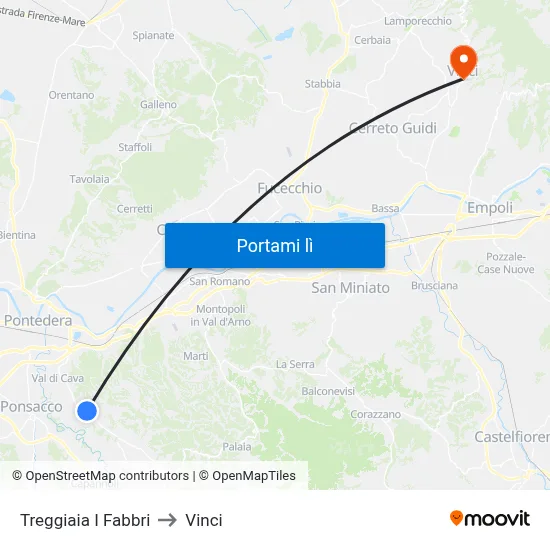 Treggiaia I Fabbri to Vinci map