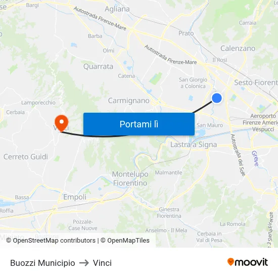 Buozzi Municipio to Vinci map