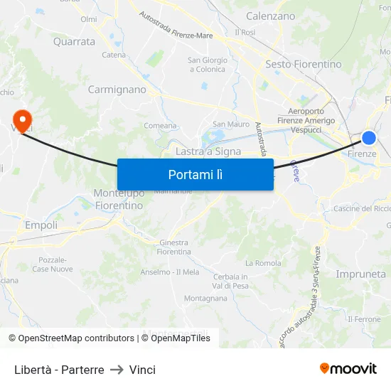 Libertà - Parterre to Vinci map