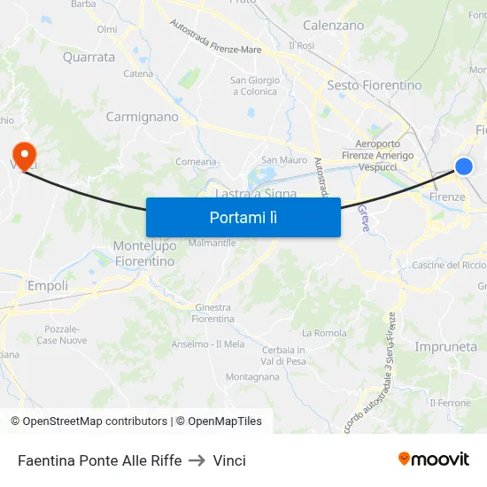 Faentina Ponte Alle Riffe to Vinci map