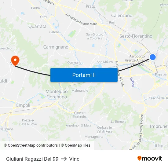 Giuliani Ragazzi Del 99 to Vinci map