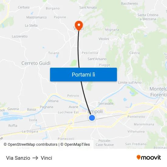 Via Sanzio to Vinci map