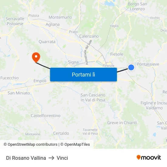 Di Rosano Vallina to Vinci map