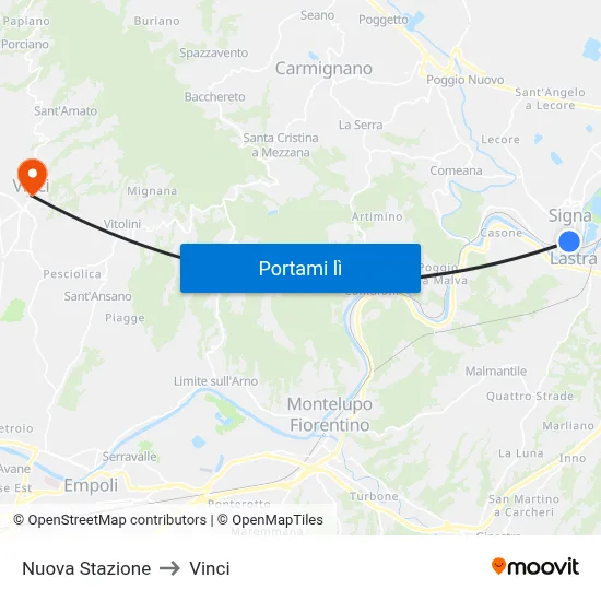 Nuova Stazione to Vinci map
