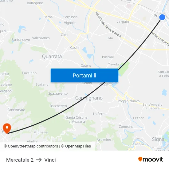 Mercatale 2 to Vinci map