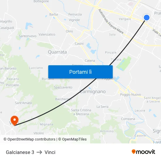 Galcianese 3 to Vinci map