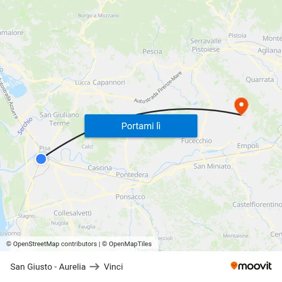 San Giusto - Aurelia to Vinci map