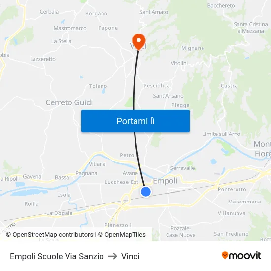 Empoli Scuole Via Sanzio to Vinci map