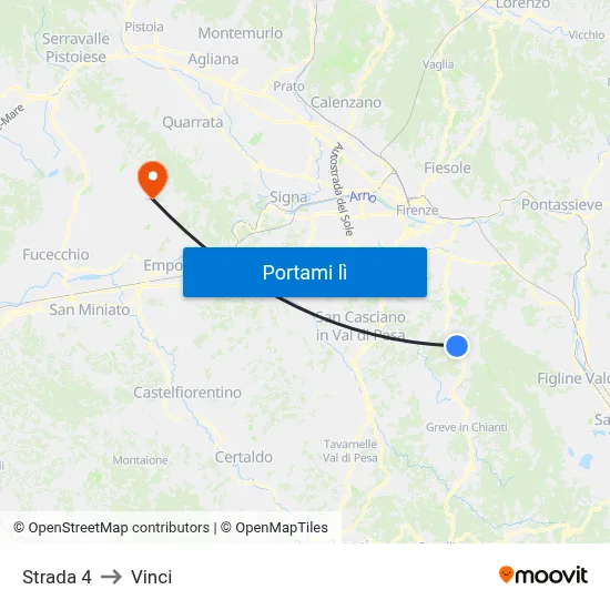Strada 4 to Vinci map