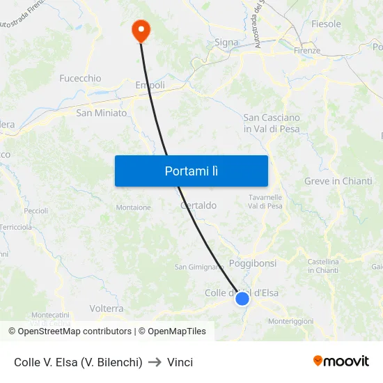 Colle V. Elsa (V. Bilenchi) to Vinci map