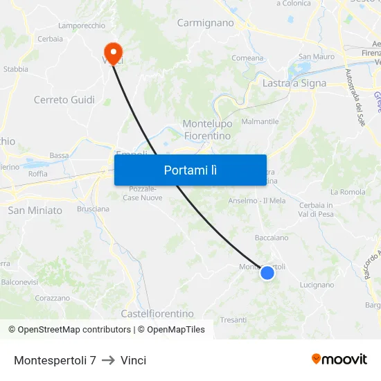 Montespertoli 7 to Vinci map