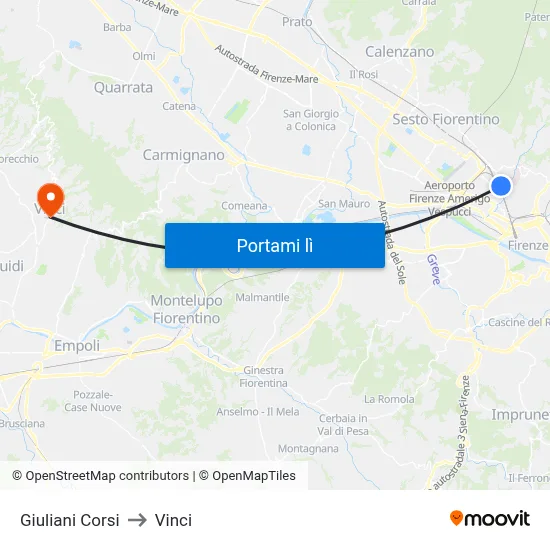 Giuliani Corsi to Vinci map