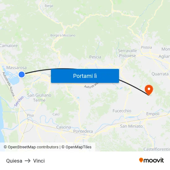 Quiesa to Vinci map