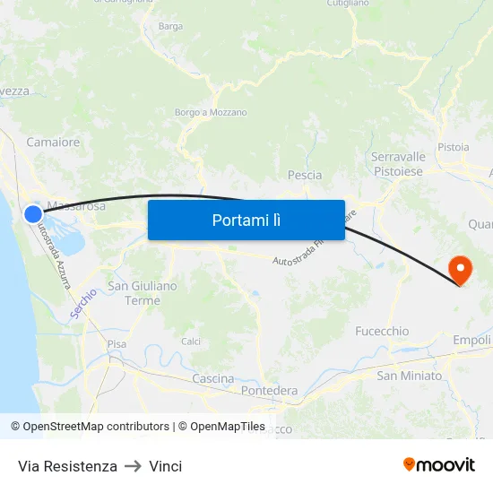 Via Resistenza to Vinci map