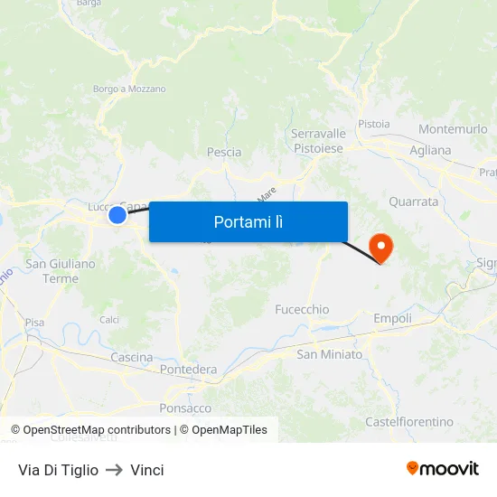 Via Di Tiglio to Vinci map