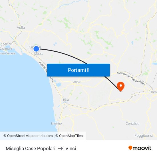 Miseglia Case Popolari to Vinci map