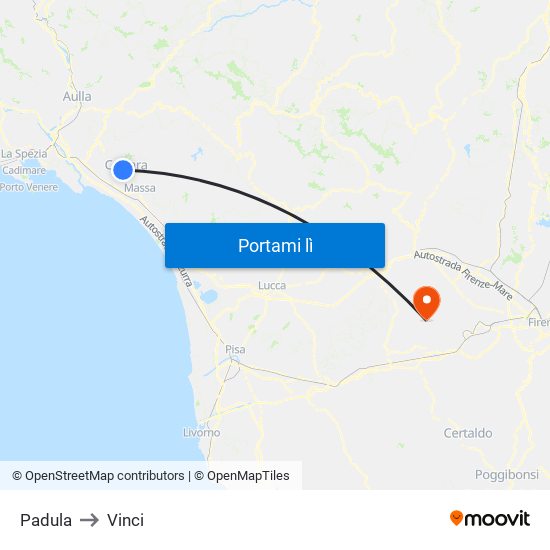 Padula to Vinci map