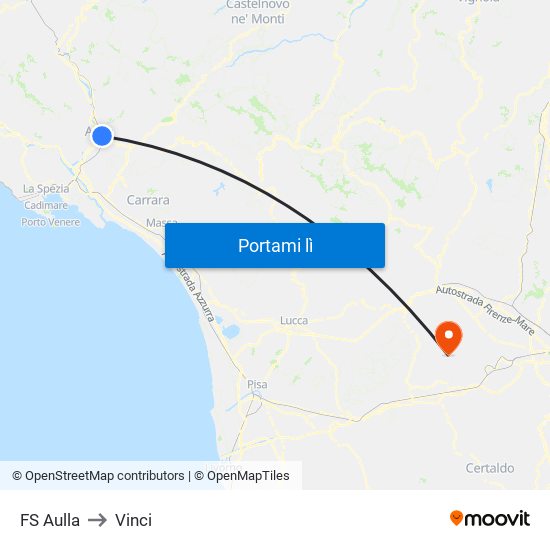 FS Aulla to Vinci map