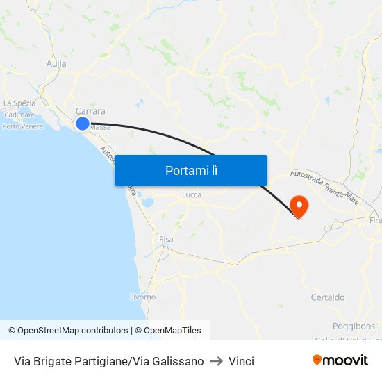 Via Brigate Partigiane/Via Galissano to Vinci map