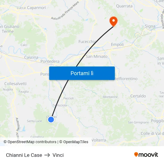 Chianni Le Case to Vinci map