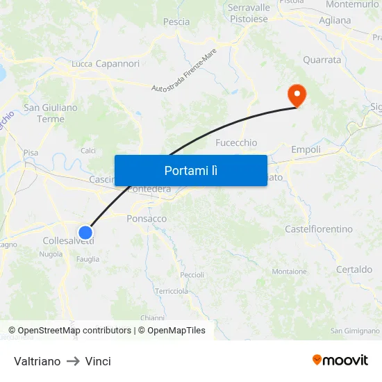 Valtriano to Vinci map