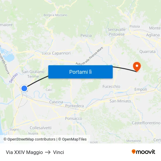 Via XXIV Maggio to Vinci map
