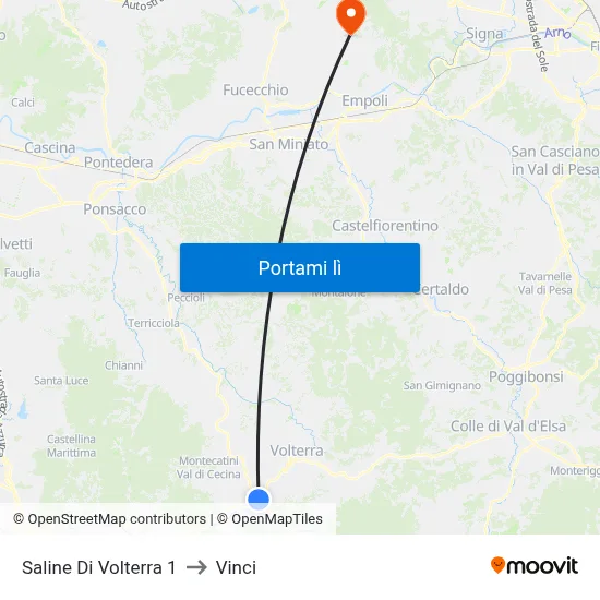 Saline Di Volterra 1 to Vinci map