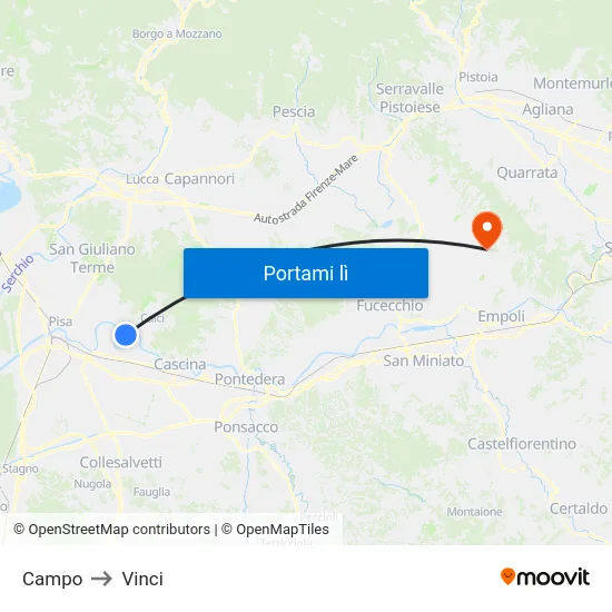 Campo to Vinci map