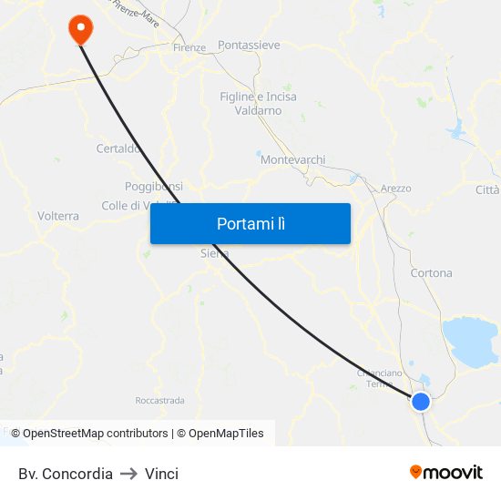 Bv. Concordia to Vinci map