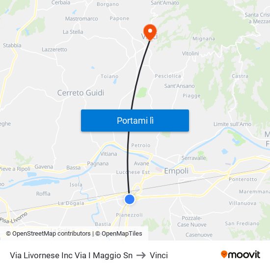 Via Livornese Inc Via I Maggio Sn to Vinci map