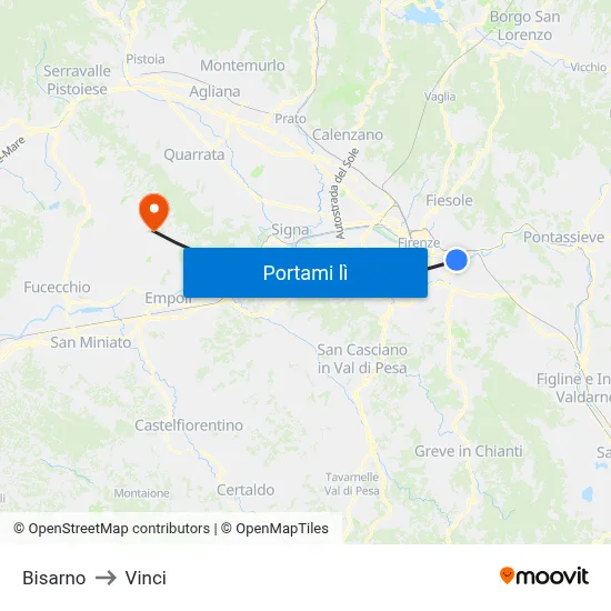 Bisarno to Vinci map