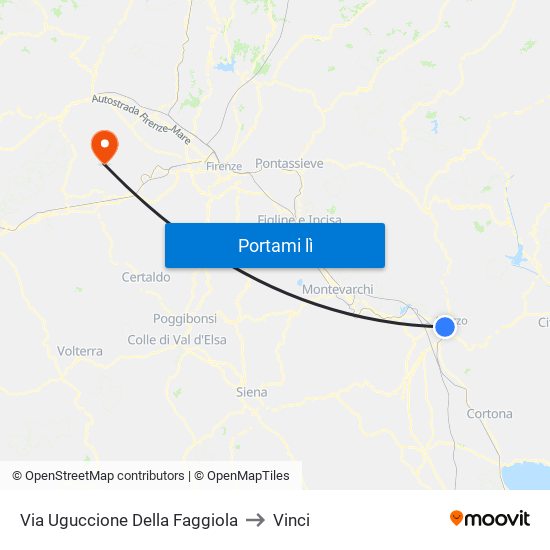 Via Uguccione Della Faggiola to Vinci map